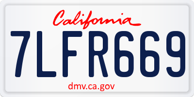 CA license plate 7LFR669