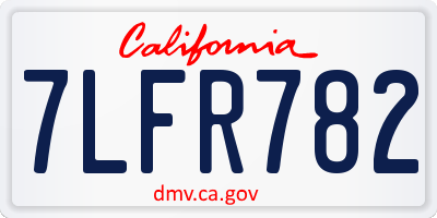 CA license plate 7LFR782