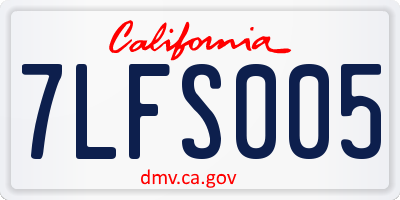 CA license plate 7LFS005