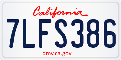 CA license plate 7LFS386