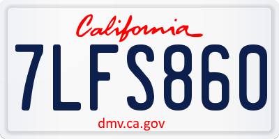 CA license plate 7LFS860