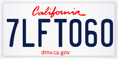 CA license plate 7LFT060