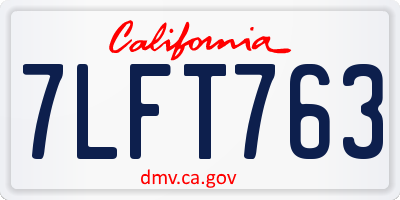 CA license plate 7LFT763