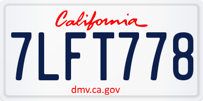 CA license plate 7LFT778