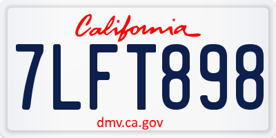 CA license plate 7LFT898
