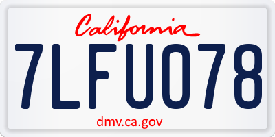 CA license plate 7LFU078