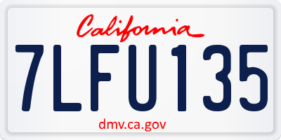 CA license plate 7LFU135