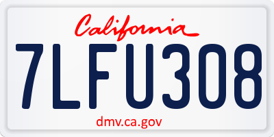 CA license plate 7LFU308