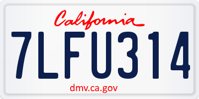 CA license plate 7LFU314
