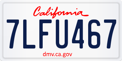 CA license plate 7LFU467