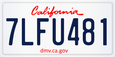 CA license plate 7LFU481