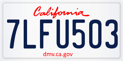 CA license plate 7LFU503