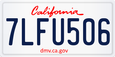 CA license plate 7LFU506