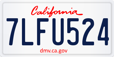 CA license plate 7LFU524