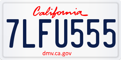 CA license plate 7LFU555