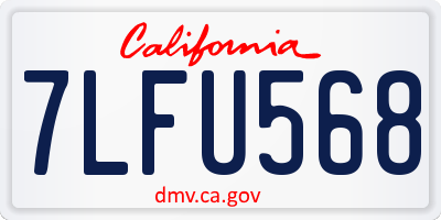CA license plate 7LFU568
