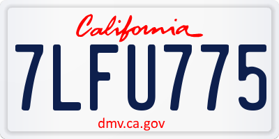 CA license plate 7LFU775