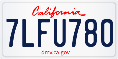 CA license plate 7LFU780
