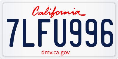 CA license plate 7LFU996