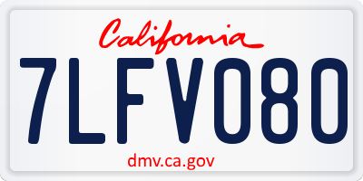 CA license plate 7LFV080