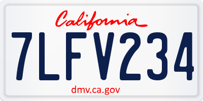 CA license plate 7LFV234