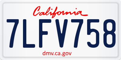 CA license plate 7LFV758