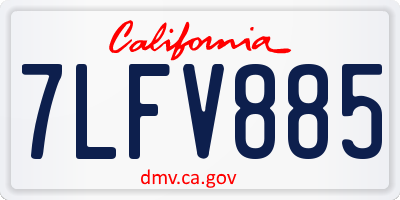 CA license plate 7LFV885