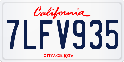 CA license plate 7LFV935
