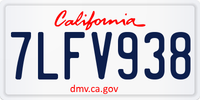 CA license plate 7LFV938