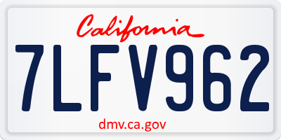 CA license plate 7LFV962