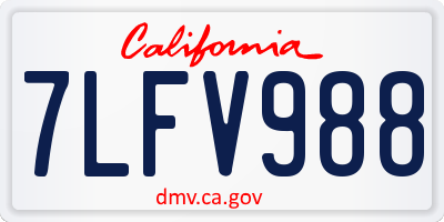 CA license plate 7LFV988
