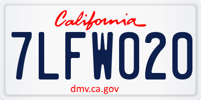 CA license plate 7LFW020