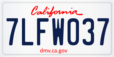 CA license plate 7LFW037