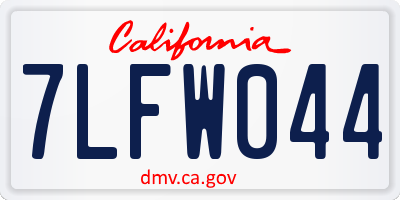 CA license plate 7LFW044
