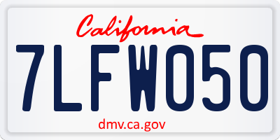 CA license plate 7LFW050