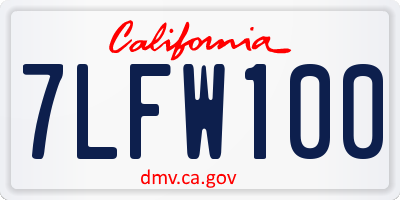 CA license plate 7LFW100