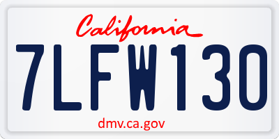 CA license plate 7LFW130