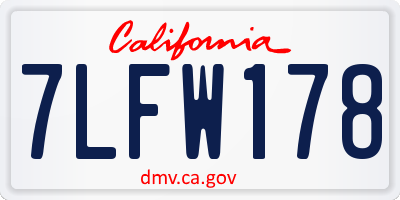 CA license plate 7LFW178