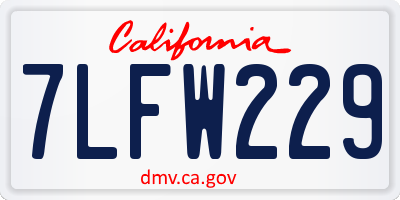 CA license plate 7LFW229