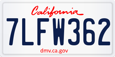 CA license plate 7LFW362