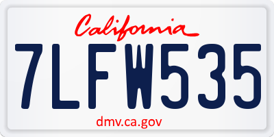 CA license plate 7LFW535