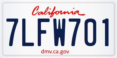 CA license plate 7LFW701