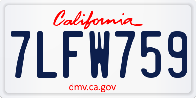 CA license plate 7LFW759