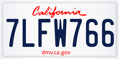 CA license plate 7LFW766