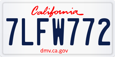 CA license plate 7LFW772