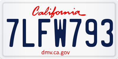 CA license plate 7LFW793
