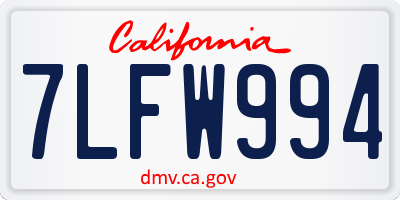 CA license plate 7LFW994