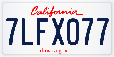 CA license plate 7LFX077