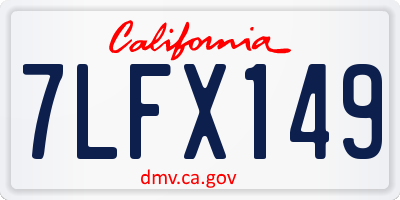 CA license plate 7LFX149