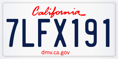 CA license plate 7LFX191